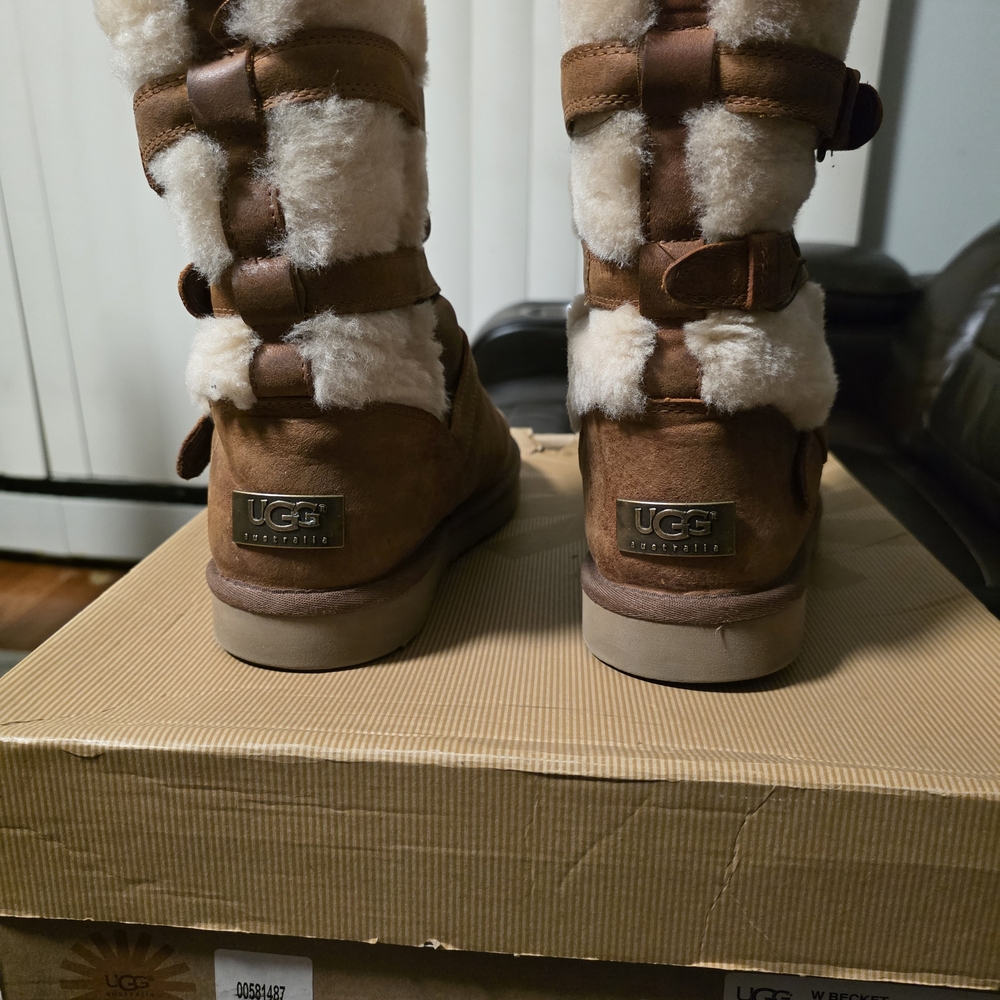 UGG Brown and Cream Shearling Boots